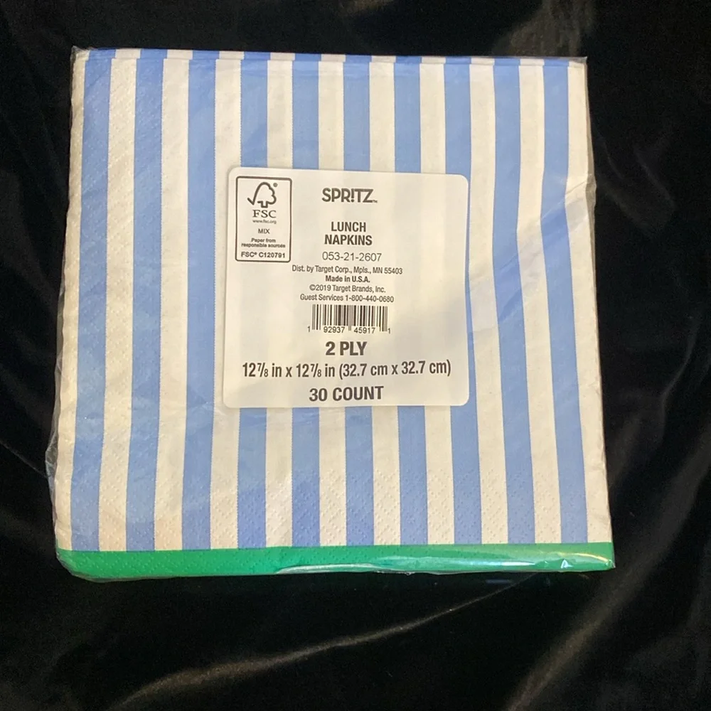 Spritz Striped Blue and White Napkins